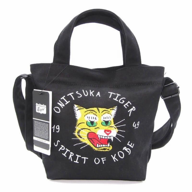 未使用 Onitsuka Tiger オニツカタイガー ショルダーバッグ 3183A698 SMALL CANVAS BAG 2WAY ミニトート  刺繍 ブラック 黒 28006638 | LINEブランドカタログ