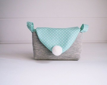 hairmo三角信封活動扣帶相機包-灰+水青點(單眼/類單眼)