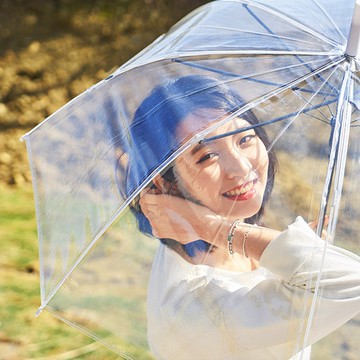 雙龍花漾自動透明傘櫻花傘 防風直傘雨傘(透明白)