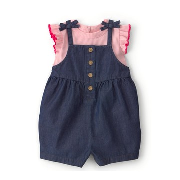 【Carter’s】牛仔小甜心 2件組套裝(上衣/吊帶褲) | 官方授權 吊帶褲 兩件組 週歲生日禮首選