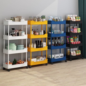 廚房置物架落地多層可移動浴室衛生間免打孔夾縫架子收納架儲    快遞默認（蝦皮宅配）