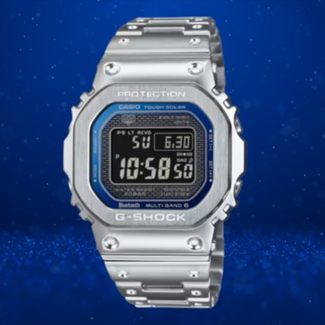 CASIO 卡西歐G-SHOCK GMW-B5000D-2 金屬藍色蒸鍍 搭載藍牙連線功能及世界六局標準電波腕錶43.2mm