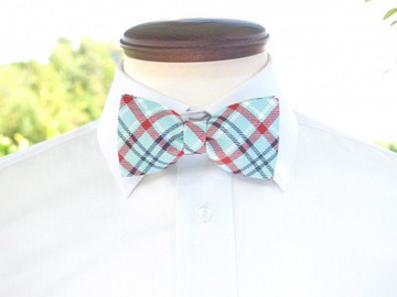 TATAN 格子呢格子領結（薄荷色）