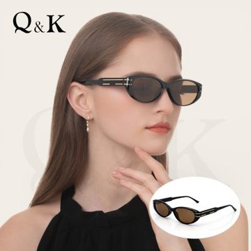 【Q&K】高級感貓眼偏光太陽眼鏡/暮茶棕/復古經典款/TR90輕量材質 抗UV400 /精品款穿搭