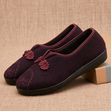 老北京布鞋女棉鞋二棉奶奶保暖鞋加絨平底中老年人軟底防滑媽媽鞋