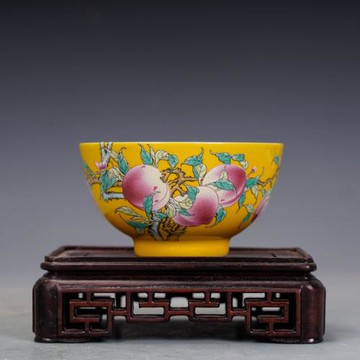 仿古瓷器粉彩壽桃主人杯120ml