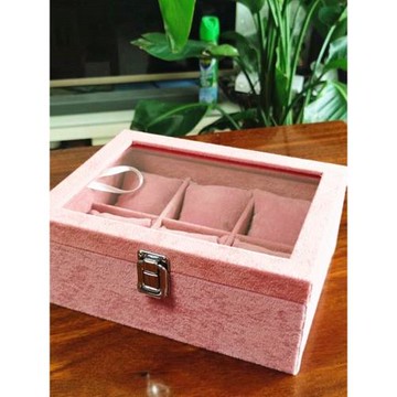 恒晶冰花絨12格手表枕頭盤6位手鏈手串手鐲收納箱展示珠寶首飾盒