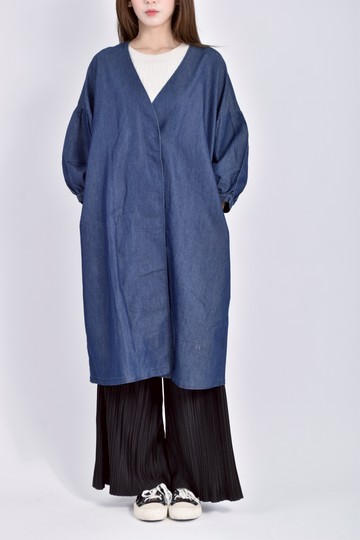 (XL) 丹寧牛仔棉質長版藍色罩衫