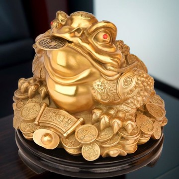 金蟾招財擺件  純銅金蟾招財擺件黃銅三足金蟬蟾蜍辦公室客廳店鋪開業足金禮品