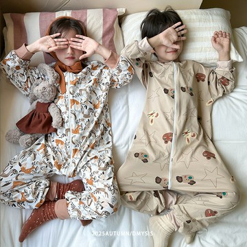 25秋裝北歐風睡衣寶寶連體衣純棉嬰幼兒長袖空調服男童女童睡袋鑫弘-萌寶童裝可開發票