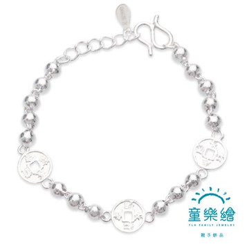 【童樂繪金飾】925純銀 長命富貴圓珠兒童銀手鍊 (彌月銀飾 彌月禮)
