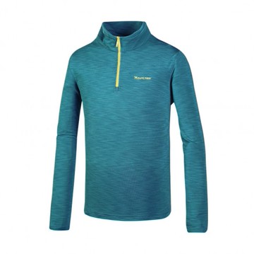 【【蘋果戶外】】山林 32P11-79 水藍 男款 遠紅雲彩保暖衣 半門襟 長袖排汗衣 秋冬保暖登山 Mountneer