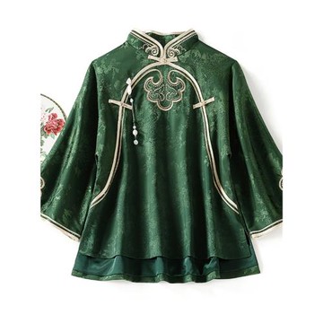 女式唐裝上衣復古盤扣2025年春季新款時尚年輕版中國風刺繡外套女