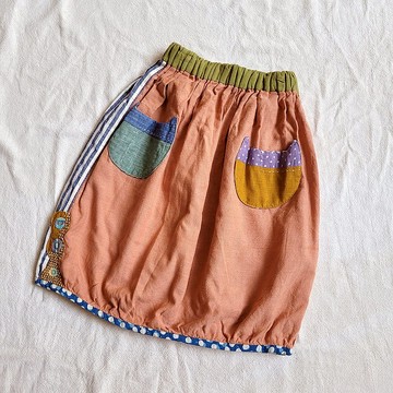 DUNIA handmade /貓口袋 印度手織彩色拼布氣球裙/ 童裝 2-5 歲