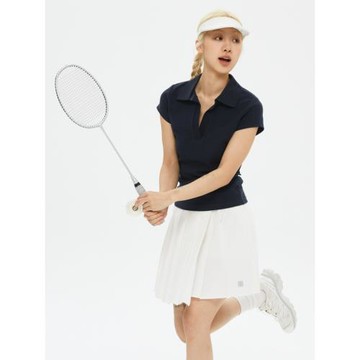 oneup修身白色正肩polo衫短袖t恤女夏季黑色羽毛球網球服運動上衣