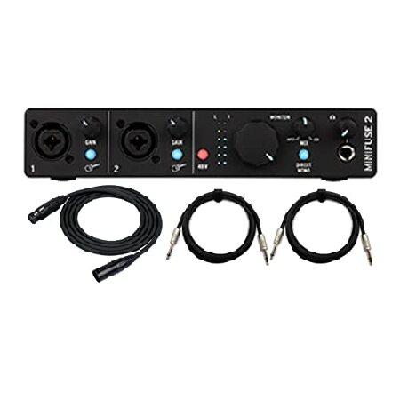 Arturia MiniFuse USB-C オーディオインターフェース Bundle with XLR and 4-Inch TRS Cables (Black) (4 Items)