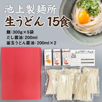 ふるさと納税 高松市 本家　池上製麺所　さぬきうどん 15食 (釜たまうどん醤油鎌田だし醤油付き)