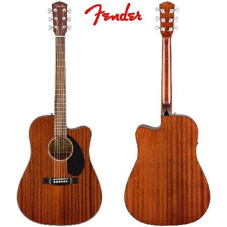 Fender CD-60SCE Dreadnought Acoustic-Electric Guitar All Mahogany Bundle with Hard Case, Tuner, Strap, Strings, Picks, Austin Bazaar Instruc並行輸入