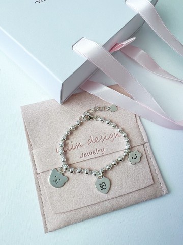 客製-小熊寶寶純銀手鍊