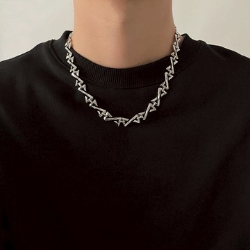 時尚嘻哈幾何項鍊,男女潮流,簡約鎖骨鏈。