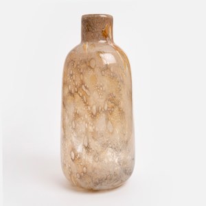 查莉手繪感玻璃花器45.6cm 窄口琥珀茶金