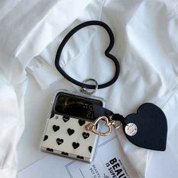 適用三星zflip6手機殼折疊屏zflip5保護套女w24filp愛心吊墜手環小折疊翻蓋zflip5保護套手提手鏈新款