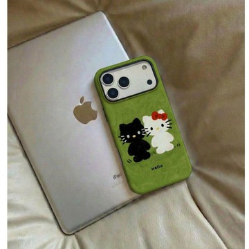 綠底黑白kt適用iPhone17/16蘋果手機殼14菲林11二合一13/12情侶78