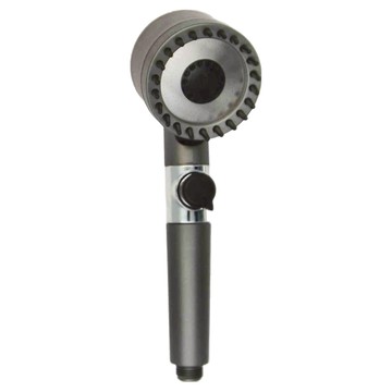 增壓按摩三檔旋鈕蓮蓬頭，ABS材質，7.4*26cm  1個  灰色