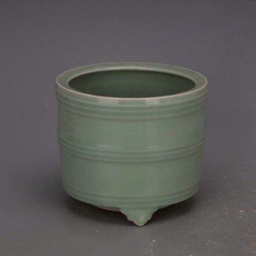 宋 龍泉窯青釉玄紋三足香爐 仿古舊貨家居軟裝瓷器收藏古典擺件