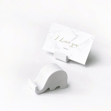 (現貨) 可愛療癒系小象水泥名片架 水泥手機架 平板架