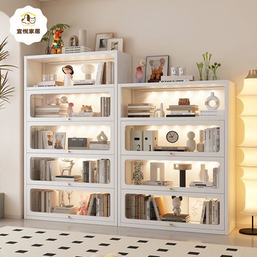 【臺灣公司 可打統編】免運 書架 鋼架書架 鋼制書架帶門兒童書柜防塵儲物柜落地家用客廳展示柜鐵藝置物架子 可開發票 全館八折 工廠現貨直銷 新品特價 y1172