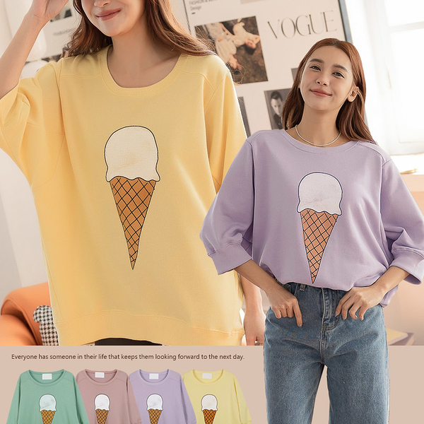 現貨◆PUFII-T恤 俏皮冰淇淋圖案糖果色系T恤上衣-0209 春【CP23912】