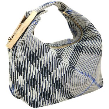 BURBERRY 巴寶莉 PEG針織格紋手提包(地衣灰)