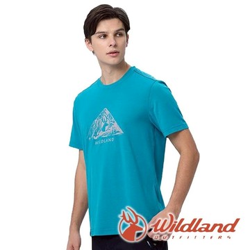 【wildland 荒野】男經典鹿頭圓領短袖上衣『希臘藍』0B11622 戶外 休閒 運動 露營 登山 吸濕 排汗 快乾 舒適