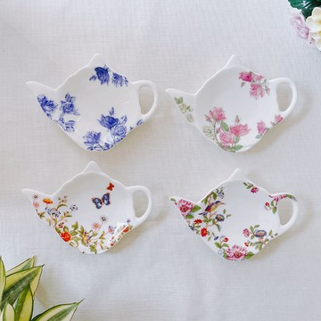 英國Aynsley 骨瓷壺型茶包墊／茶包碟／小碟 4款任選 - 藍玫瑰