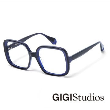【GIGI Studios】現代風格俏皮小臉粗方框光學眼鏡(藏藍 - JUSTICE-6829/1)