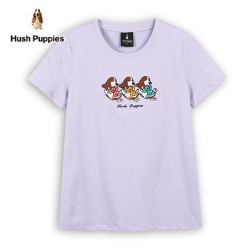 Hush Puppies T恤 女裝涼感Q版狗刺繡T恤