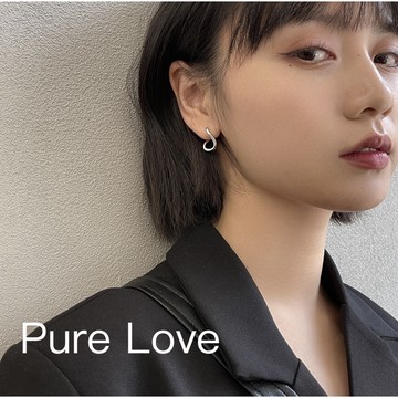 Pure Love樂芙 /正韓 銀飾【S925純銀】E0576簡約純銀耳針曲線不規則耳環 耳扣 / 銀
