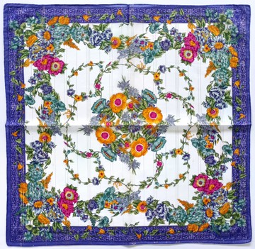 Christian Dior 古董手帕 花卉 植物 金線 21 x 20.5 英吋