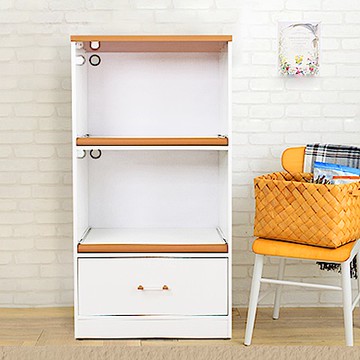 Birdie南亞塑鋼-2.1尺一抽二拉盤收納電器櫃(白色+原木色)-65x41x125cm