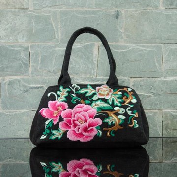 原創棉麻復古刺繡花休閑手拎文藝