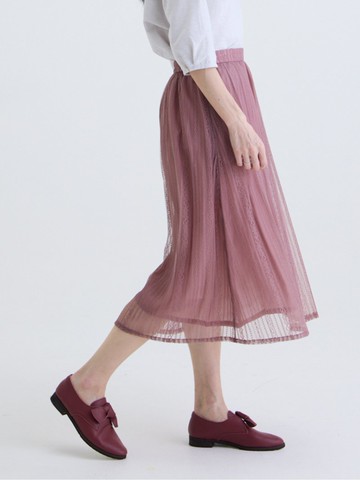 光影蕾絲雙層裙-藕粉