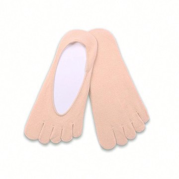 天然棉紗後跟止滑五趾隱形襪 - 膚