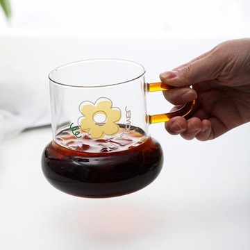 茶咖美器大容量耐熱玻璃水杯冰美式咖啡杯透明玻璃杯子帶把手可愛