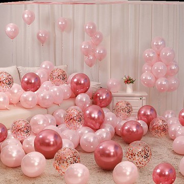 網紅粉色結婚氣球裝飾婚禮女臥室公主浪漫布置兒童生日氣球飄起來