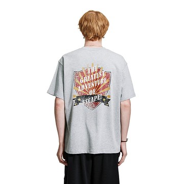 MOKACME 24SS 復古街頭標語盾徽印花做舊日系純棉寬松短袖TEE