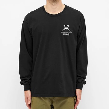 左胸 Mt Fuji 3776 束口長袖T恤 黑色 富士山 日本 東京 禮物