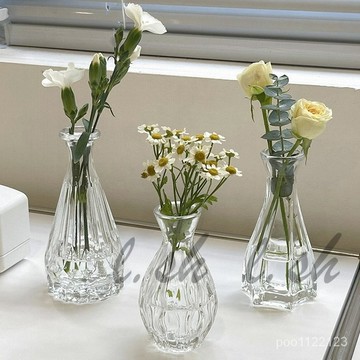 花瓶。° 雨後輕音樂 復古浮雕花瓶 花器 透明花瓶 玻璃花瓶 玻璃瓶 乾燥花 花瓶 歐式 歐風 馬德里 小口花瓶 插花