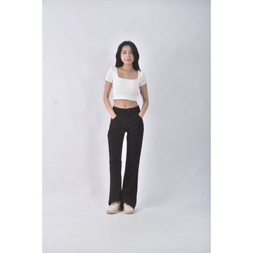 (M) yibanban高腰質感黑色長褲二手衣