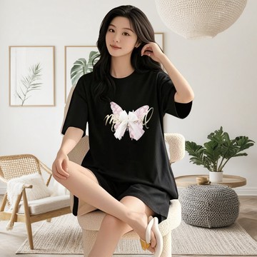 貨物臺階 胖MM爆款2025牛奶絲睡衣套裝夏季薄款家居服套裝女 女生套裝 時尚套裝 貨物套裝 韓式套裝JA078